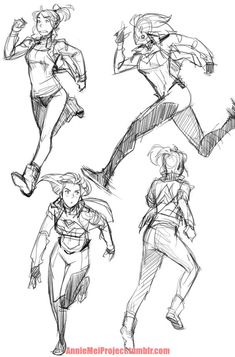 some sketches of different poses for the character in this video game, i have no idea what