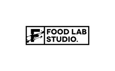 the food lab studio logo is shown in black and white, with an image of a man