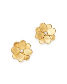 Marco Bicego 18K Yellow Gold Petali Diamond Flower Stud Earrings Elegant Gold Flower Diamond Earrings, Gold Flower Diamond Earrings, Fine Jewelry Yellow Gold Flower Earrings, Elegant Gold Flower-shaped Diamond Earrings, Gold Flower-shaped Fine Earrings, Marco Bicego, Flower Stud Earrings, Flower Stud, Flower Tops