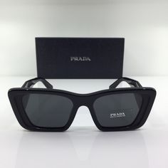 New Authentic Prada SPR 08YS SUNGLASSES C. 1AB-5S0, Black Italy  New Classic Prada Sunglasses Frame: Prada Sunglasses Model/Style: SPR 08YS Color: C. 1AB-5S0, Black (Shiny Black with Matte Black) Lenses: Solid Dark Grey Lenses  Size: 51-18-145 mm Serial Number # BP 01923624D Ships with Case Made in Italy All Sales Final No Returns Black Sunglasses Women, Cute Sunglasses, Sunglasses Model, Lenses Color, Sunglasses Frame, Trendy Sunglasses, Eye Wear, Prada Sunglasses, Model Style