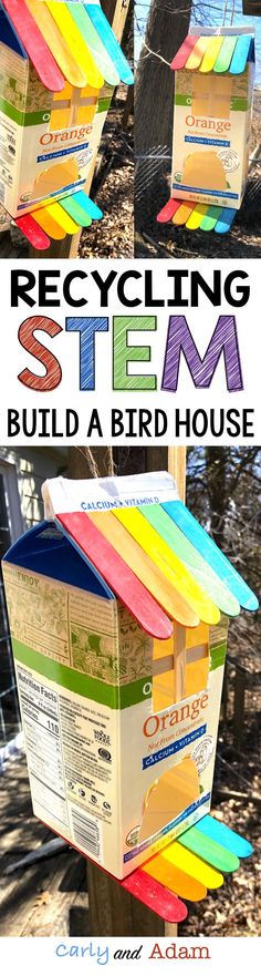 Engage students on Earth Day with this Recycling STEM challenge! Students collect and build a birdhouse from various recyclables. They must use money to budget how much of each item to purchase before designing and building their birdhouse. Recycled Art Projects For Kids, Build A Birdhouse, Spring Lesson Plans, How To Build Abs, Earth Week, Stem Elementary, Stem Lesson, Spring Classroom