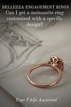 an engagement ring is shown with the caption, can i get a moussante ring customized with a specific design?