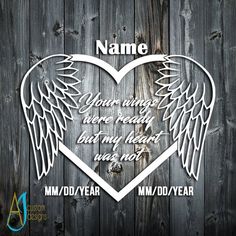 a heart with angel wings and the words name on it