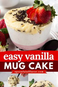 Try this Easy Vanilla Mug Cake (Only 5 minutes!), a perfect valentine's day dessert recipe! It is easy to make and rquires few  and easy to find ingredients. Add this no-bake recipe to your list of cake ideas! Easy Vanilla Mug Cake, Vanilla Mug Cake Recipe, Vanilla Mug Cake, Easy Mug Cake, Valentines Recipes Desserts, Vanilla Mug Cakes, Mug Cake Recipe, Dessert Parfait, Mug Cake Microwave