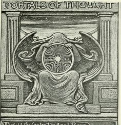 a drawing of a woman with her head in the center of a maze, surrounded by two birds