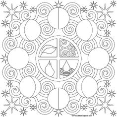 a circular pattern with circles and stars in the middle, as well as an image of a