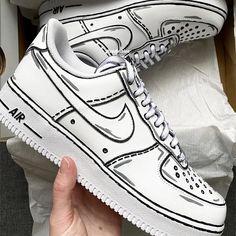 Air Force 1 Cartoon, Nike Air Force Black, Af1 Shoes, New Nike Air Force, Air Force 1 Custom, Custom Air Force 1, Cartoon Black, Custom Nikes, Air Force Ones