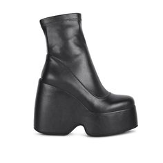 Lightweight tatement high platform boot from Rag & Co. these ankle boots have side zipper detail which makes it easy to wear. It has comfortable round toe. The stretch leatherette is ultra comfy and flexible and molds as per your feet. Type: BOOTS Heel Type: Block Round Toe Upper Material: Stretch Leatherette Lining: Soft Leatherette Outsole: Rubber High Platform Side Zipper Detail High Heeled Ankle Boot RCSH3897 Heel Height - 4. 6inch Use a soft, damp cloth to clean stains, dust or dirt. When n 2025 Vibes, Prom Outfit, Y2k Shoes, Black Platform Shoes, Boots Heel, High Heel Boots Ankle, Platform Ankle Boots, Shoes Heels Pumps, Wedge Boots