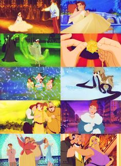 many different pictures of disney characters