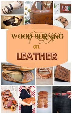 a collage of different types of leather items