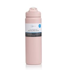 thermos travel mug in pink is shown on a white background with an empty lid