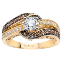 Grand Sample Sale Ring featuring 3/4 cts. Vanilla Diamonds®, 1/4 cts. Chocolate Diamonds® set in 14K Two Tone Gold Chocolate Engagement, Chocolate Diamond Ring Engagement, Levian Chocolate Diamonds, Kays Engagement Ring, Elegant Backdrop, Engagement Ring For Her, Chocolate Diamonds, Gorgeous Ring, Le Vian