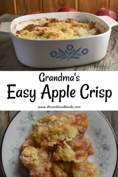 grandma's easy apple crisp recipe on a plate