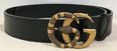 Gucci Leather belt with Double G buckle with snake Size 36 - 90... Gucci Leather Belt, Gucci Leather, Buckle, Gucci