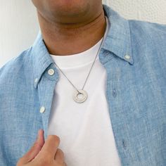 This Roman Numeral Men's Stainless Steel Circle Pendant has a 1" washer on your choice of 18, 20 or 24 inch curb chain. You can personalize it with a roman numeral date of any day that has a special meaning for you. The date you first met, were married or the date your child was born all in roman numerals. Makes a great gift for husbands, dads, boyfriends or any other special man in your life. The perfect gift for any special occasion! Roman Numerals Dates, Coordinates Jewelry, Monogram Jewelry, Gift Kit, Cz Stud Earrings, Roman Numeral, Engraved Jewelry, Circle Pendant, Roman Numerals