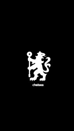 a black and white photo with the word chelsea on it's back ground, in front of an image of a lion holding a key