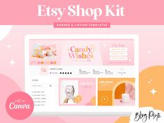 the website for candy wishes is displayed on a pink background