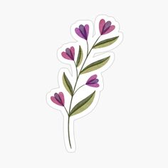 a purple flower sticker on a white background