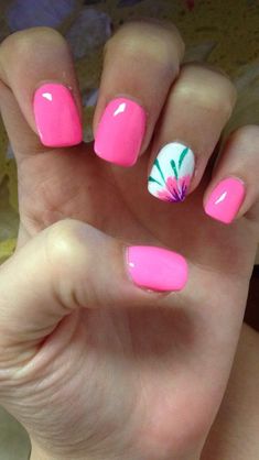 Tropical Floral Nail Designs, Short Dip Nails Summer 2024, Summer Cruise Nails, Cruise Nails, Toenail Designs, Nails Art Designs, Summer Gel Nails, Tropical Nails, Fingernail Designs