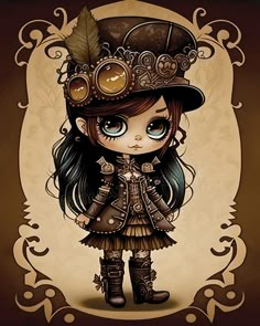 Steampunk Digital Art, Steampunk Art Illustration, Steampunk Kunst, Steampunk Dolls, Steampunk Artwork, Steampunk Hat, Art Steampunk, Big Eyes Art, Eyes Art