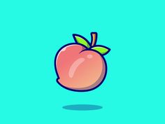 an apple with a green leaf on the top is shown in this cartoon style image