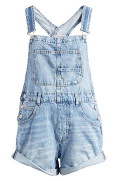 Make it a casual-cool day in these classic shortalls designed in nonstretch denim with easy cuffed hems. 25 1/2" center front length; 3" inseam; 27" leg opening (size Medium). 100% cotton Dry clean or machine wash, tumble dry Imported Denim Shortalls, Free People, Dry Clean, Nordstrom, Size Medium, Outfit Inspo, Free Shipping, Clothes, Color