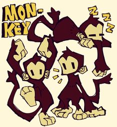 three monkeys are standing next to each other with the words mon - key on them