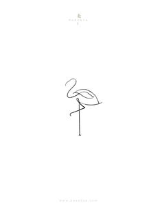 a black and white drawing of a flamingo standing on one leg with its head turned to the side