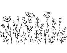 a line drawing of flowers on a white background