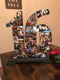 Standing Wooden Number Collage: A Set of Two Number Collage, Sweet 16 Party Decorations, Sweet Sixteen Birthday Party Ideas, Collage Foto, Photo Collage Gift, Cute Birthday Ideas, Diy Birthday Gifts For Friends, Wooden Numbers, Creative Birthday Gifts