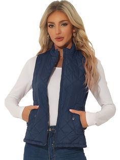 PRICES MAY VARY. Stand Collar, Zippered Pockets, Fully Lined, Zip Closed, Elasticized Armholes, Padded Gilet The fashion vest for women with fully lined inside which is designed to keep you stay in warm and comfy Occasion: Dating, Out Going, Casual, Travel, Home, Office, Vacation etc Machine Wash Inside Out Model Body Size: Height: 5ft 7inches, Chest: 35inches, Waist: 27inches, Hip: 37 1/2inches, model is wearing an X-Small This padded vest comes with a stand collar, front zipper closure and sla Lululemon Vest Outfits For Women, Women’s Vests, Navy Blue Vest Outfit Women, Light Blue Vest Outfit, Style With Vest, Blue Vest Outfit, Teal Vest, Light Blue Vest, Lululemon Vest