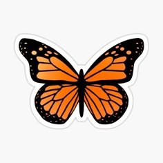 an orange butterfly sticker on a white background