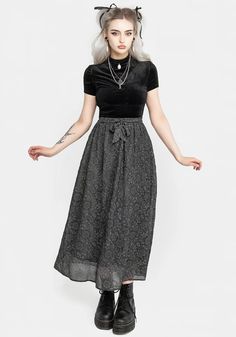 Professional Grunge Outfits, Wardrobe Wishlist, Velvet Skirt, Midi Length Skirts, Office Attire, Tattoo Sleeve, You Dream, Cute Bow