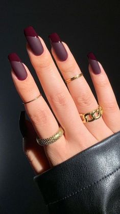 Grow Long Nails, Burgundy Nail Designs, Makijaż Smokey Eye, Burgundy Nails, Blue Nail, Thanksgiving Nails, Classy Nails, Chic Nails, Nail Art Tutorial