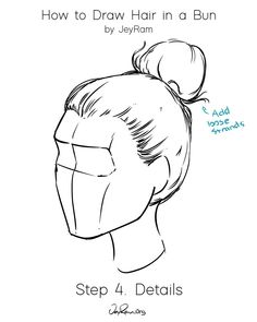 how to draw hair in a bun step 4 details