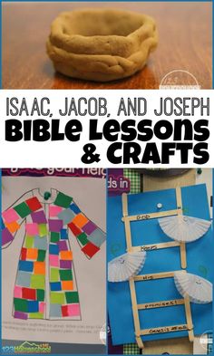 the bible lessons and crafts for kids with pictures of jesus's clothes, pies, and paper plates