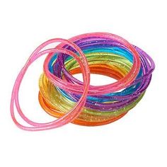 multicolored bracelets on white background with clipping for use in jewelry making