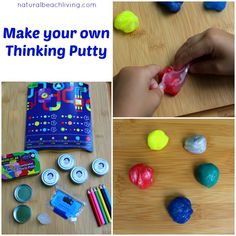 kids make their own thinking putty toys