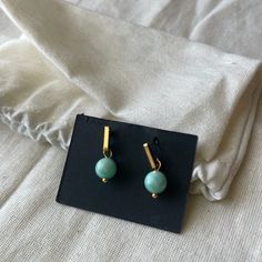 Brand New Gold And Turquoise Cristal Earring. Cristal Earring, Geometric Hoop Earrings, New Earrings, Square Earrings Studs, Square Stud, Sterling Silver Dangle Earrings, Shell Earrings, Gold Earrings Dangle, Silver Earrings Dangle