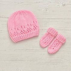 Keep your little one cosy and stylish with this adorable pink knitted hat and mittens set.Handmade with love in soft dk acrylic yarn, this set is perfect for keeping your baby warm during outdoor activities or snuggles at home.The delicate open lace design adds a touch of charm to this must have newborn accessory set, a great gift for new parents or a lovely addition to your baby's wardrobe.This beautiful set is available in two sizes, please see the size guide below. Size guide: Newborn -to fit Pink Knitted Hat As Gift, Pink Warm Hat For Gift, Pink Warm Hat As A Gift, Warm Pink Hat For Gift, Cute Pink Hand Knitted Beanie, Newborn Girl Hospital, Baby Hat And Mittens, Knitted Baby Hat, Newborn Accessories