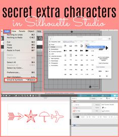 the secret extra characters in silhouette studio with text overlays and an arrow pointing to them