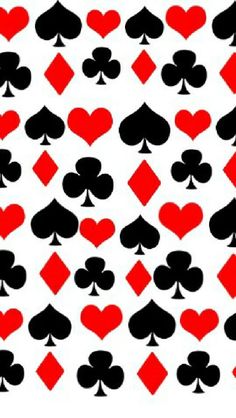 playing cards are arranged in the shape of hearts and spades on a white background