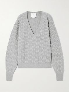 "Clean but more expressive, simple but more courageous," is how SASUPHI describes its 'golden ratio' approach to design. This sweater is knitted in a textural 'confetti' stitch from wool and cashmere-blend with a deep V-neckline. Try it layered over a slim turtleneck. Turkey Clothes, Simplicity Fashion, Flat Dress Shoes, Exclusive Dress, Sports Skirts, Cashmere Blend Sweater, Knitwear Tops, Summer Hats, Knitwear Women