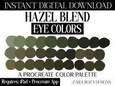 an image of the hazel blend eye color palettes for instant digital download and print