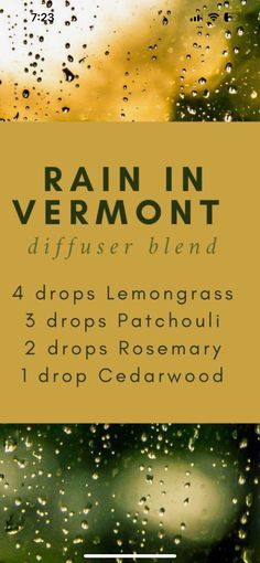 Lemongrass Diffuser Blend, Lemongrass Essential Oil Blends, Aveda Essential Oil Recipe, Patchouli Diffuser Blend, Patchouli Essential Oil Blends, Rain Essential Oil Blend, Rain Diffuser Blend, Rain Diffuser, Eo Blends