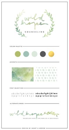 the font and color scheme for wedding stationery is shown in green, yellow, and white