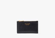 Designed for a compact silhouette our Morgan wallet goes everywhere with you. It's done in scratch-resistant Saffiano leather so it will keep its sleek luxe look. | Kate Spade Morgan Small Slim Bifold Wallet, Black Wristlet Wallet Kate Spade New York, Black Wallets For Women, Keychain Wallet, Black Wallet, Kate Spade Wallet, Mini Wallet, Bifold Wallet, Cute Black, Kate Spade New York