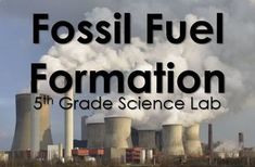 the words fossil fuel formation 5th grade science lab are in front of smokestacks