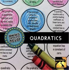 the words quadratics are written in different colors and shapes with a pencil next to them