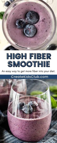 High Fiber Smoothie Recipes: With blueberries, spinach, and banana, this Superfood Smoothie is a nutrient powerhouse. This six ingredient fiber shake is so good, no one will know it’s packed with fiber, fresh fruit, and veggies. The best part is that it takes less than 5 minutes to prepare making breakfast quick and easy for those busy mornings. An easy way to get more fiber into your diet is with berry smoothies. This recipe is a delicious fiber-filled breakfast choice. Fiber Rich Foods Recipes Healthy, Smoothies High In Fiber, Healthy Fiber Recipes, Recipes With High Fiber, Veggies High In Fiber, Ways To Get More Fiber, Dinner Recipes High In Fiber